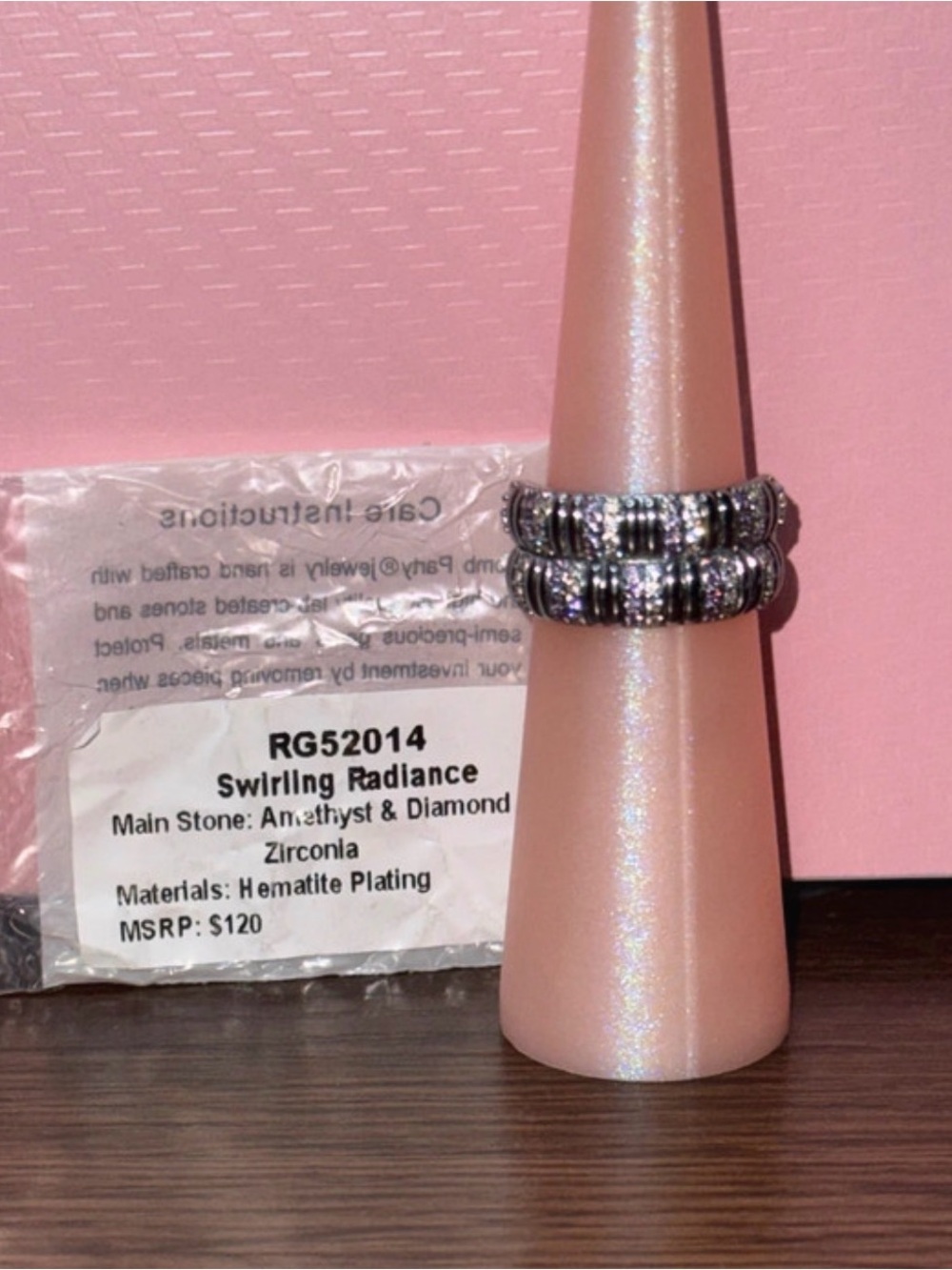 Bomb Party NWT βSwirling Radianceβ Amethyst & Diamond Cubic Zirconia Ring